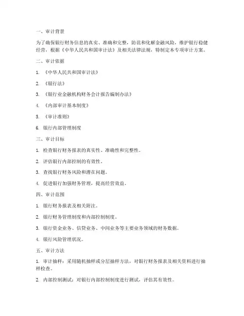 银行财务专项审计方案