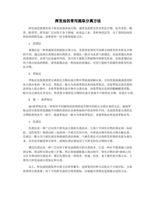 挥发油的常用提取分离方法