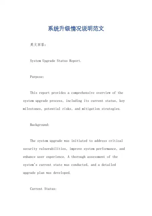 系统升级情况说明范文