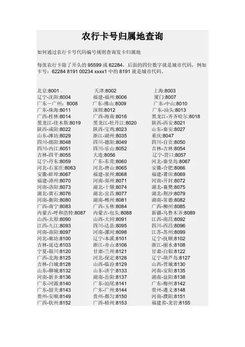 农行卡号归属地查询