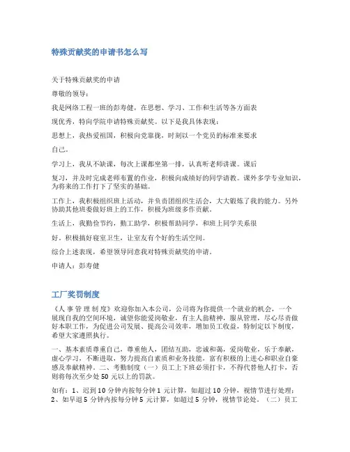 公司特殊贡献奖范文