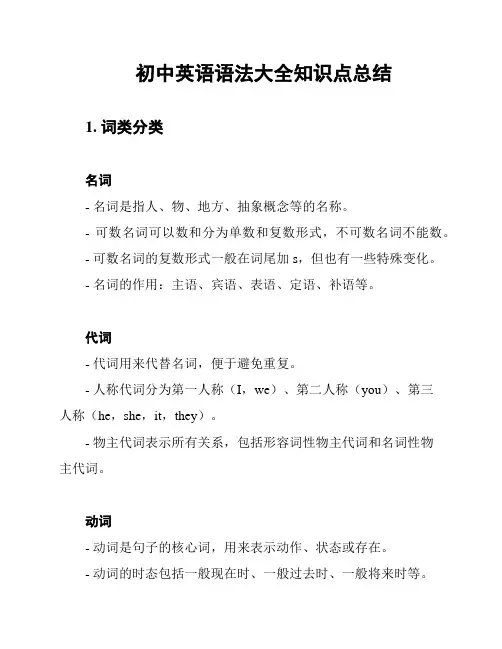 初中英语语法大全知识点总结