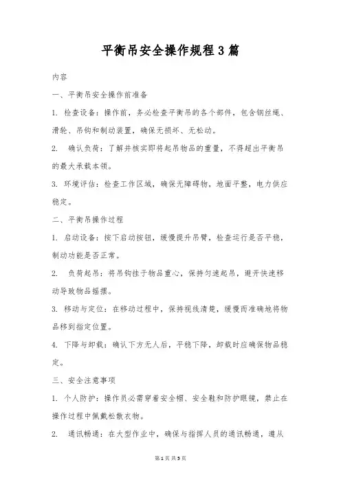 平衡吊安全操作规程3篇