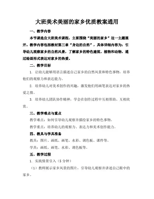 大班美术美丽的家乡优质教案通用2