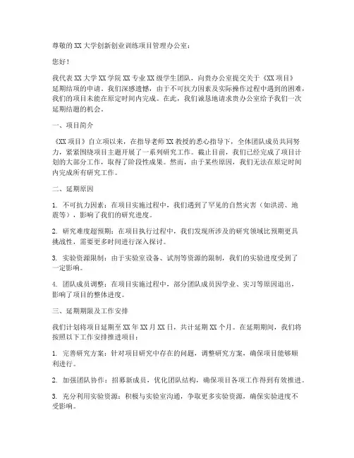 大创延期结项申请书模板