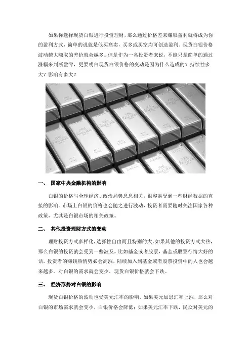 影响现货白银价格的因素有哪些？