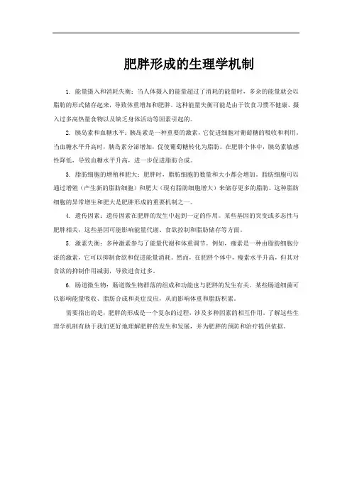 肥胖形成的生理学机制
