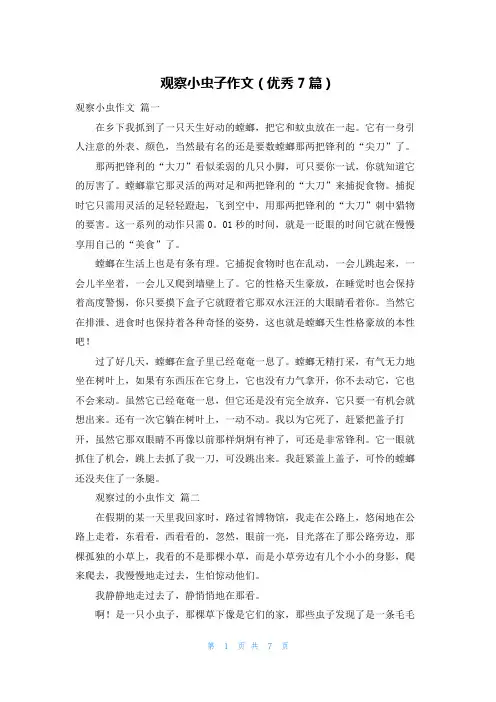 观察小虫子作文(优秀7篇)