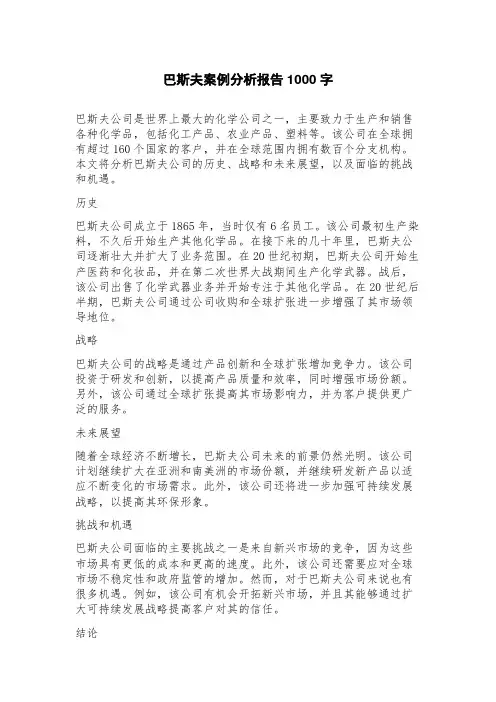 巴斯夫案例分析报告