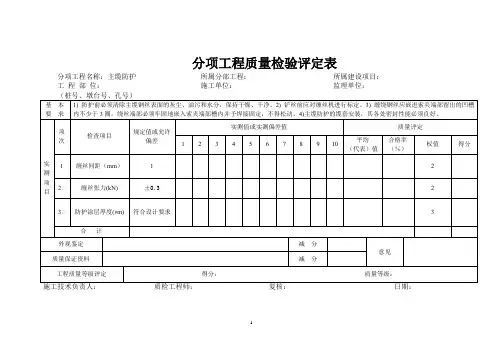 公路桥梁工程悬索桥主缆防护分项工程质量检验评定表(示范文本) 