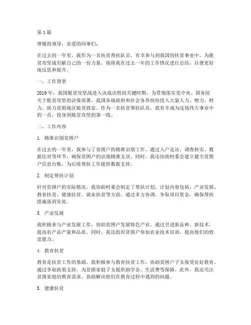 扶贫帮扶队员年度总结(3篇)