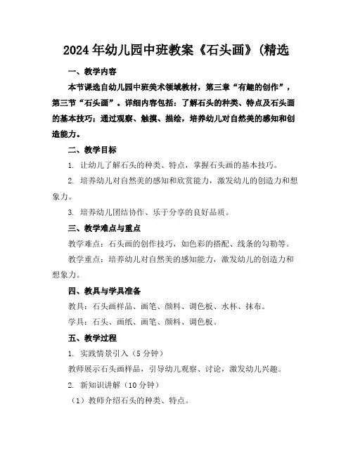 2024年幼儿园中班教案《石头画》(精选