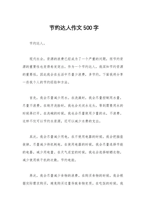 节约达人作文500字