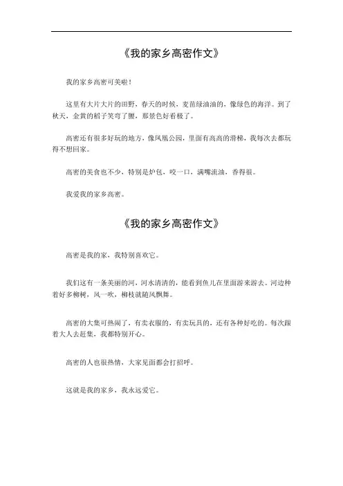 我的家乡高密作文400字