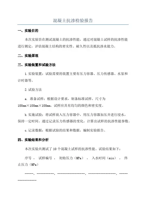 混凝土抗渗检验报告