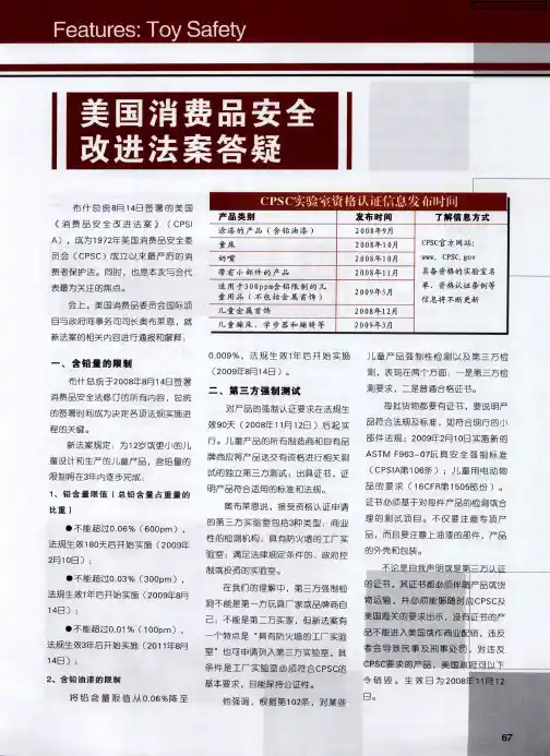 美国消费品安全改进法案答疑