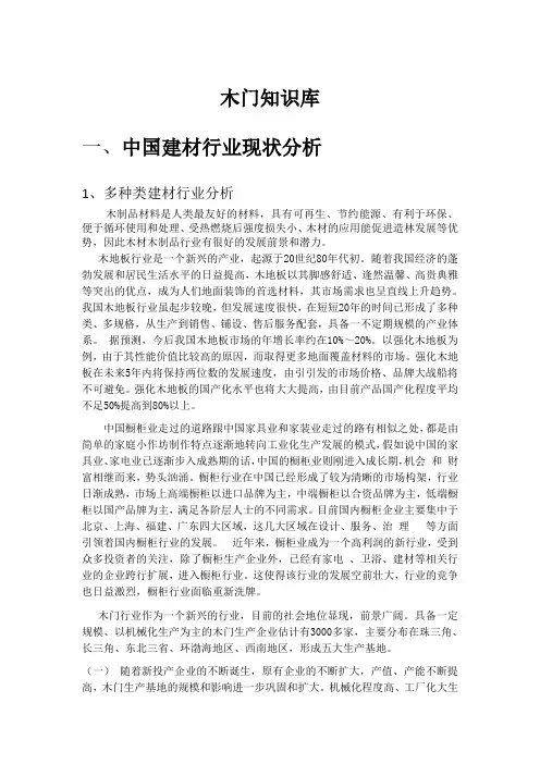木门行业介绍