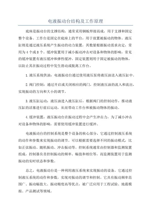 电液振动台结构及工作原理