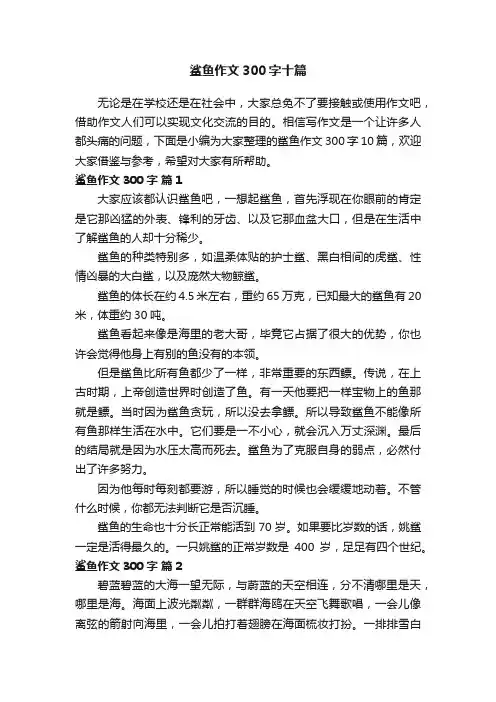 鲨鱼作文300字十篇