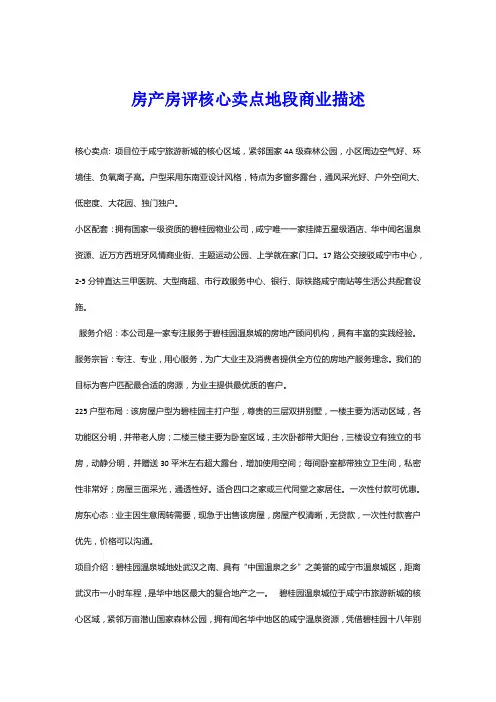 房地产房评大全(商业地段卖点)