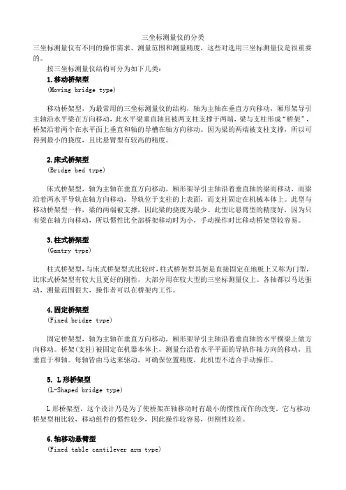 三坐标测量仪的分类