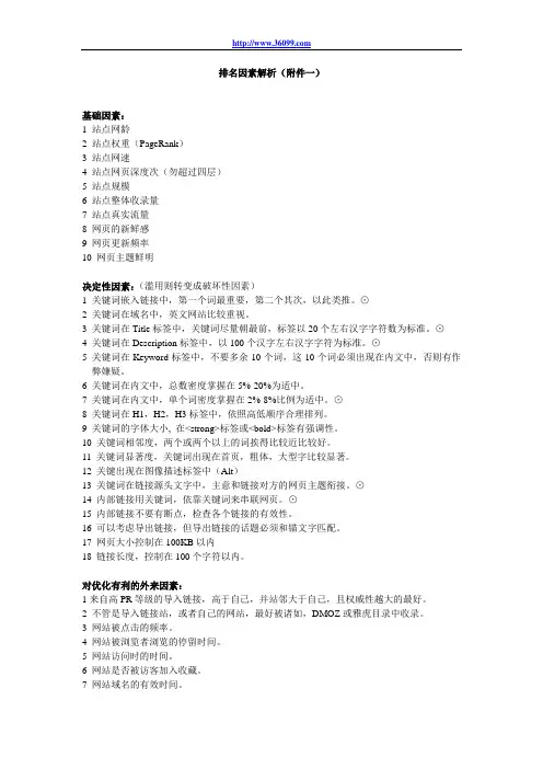 网站排名因素解析