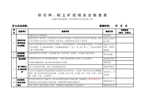 砂石料、粘土矿现场安全检查表