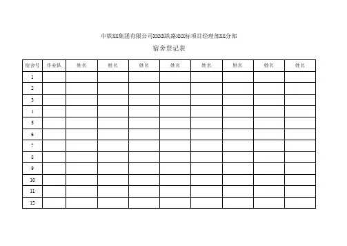 民工宿舍登记表