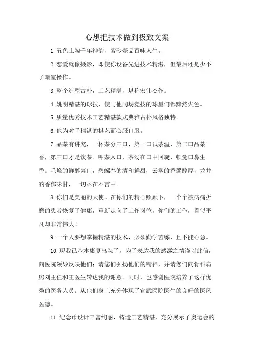 心想把技术做到极致文案