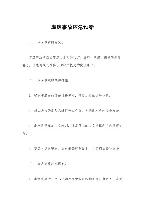 库房事故应急预案