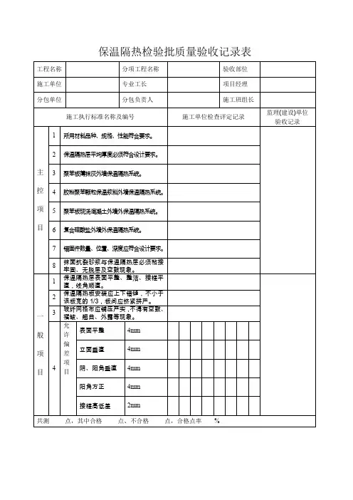 (完整word版)保温隔热检验批质量验收记录表