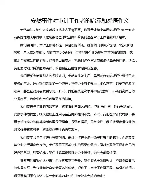 安然事件对审计工作者的启示和感悟作文