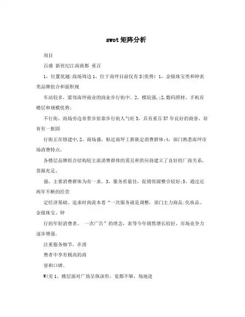 swot矩阵分析