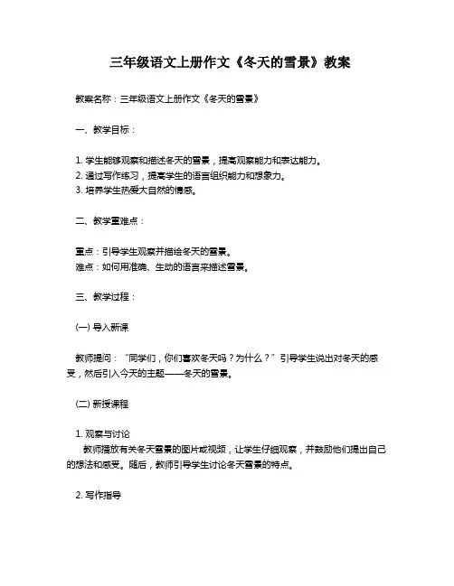 三年级语文上册作文《冬天的雪景》教案