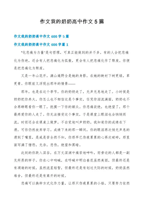 作文我的奶奶高中作文5篇