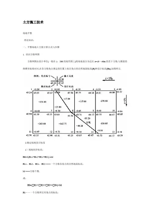 方格网法土方量计算及测量