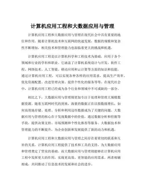 计算机应用工程和大数据应用与管理