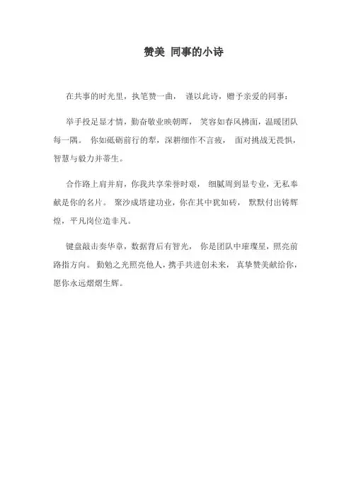 赞美 同事的小诗