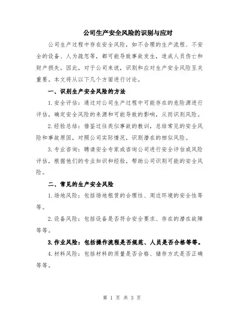 公司生产安全风险的识别与应对