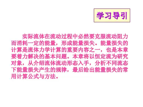 热工与流体力学基础课件10第十章流动阻力和能量损失