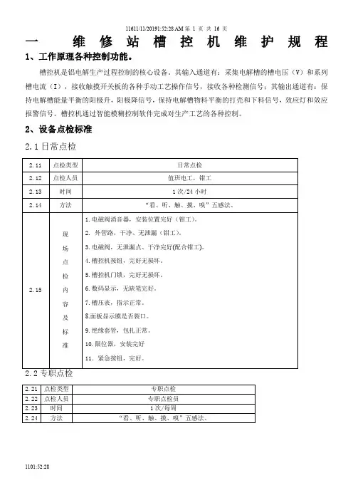 槽控机维护规程