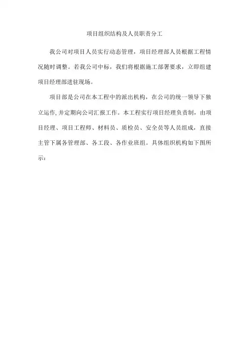 项目组织结构及人员职责分工