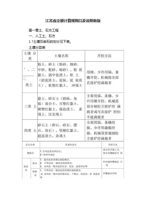 江苏省定额计算规则以及说明新版