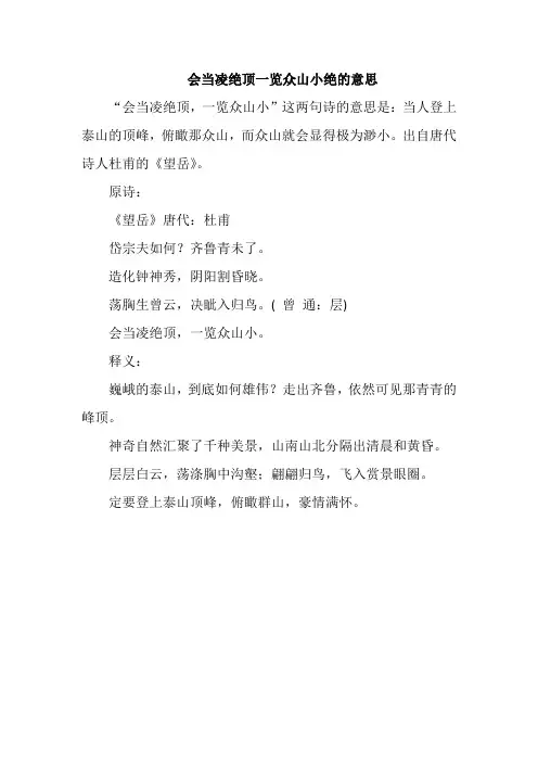 会当凌绝顶一览众山小绝的意思