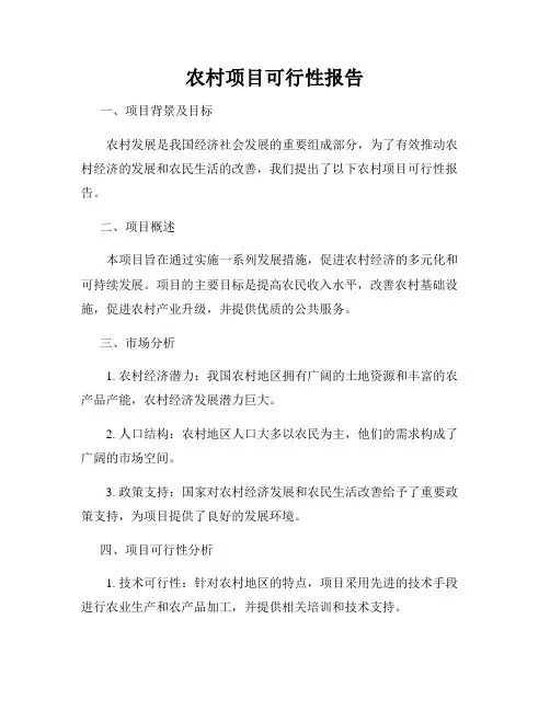 农村项目可行性报告