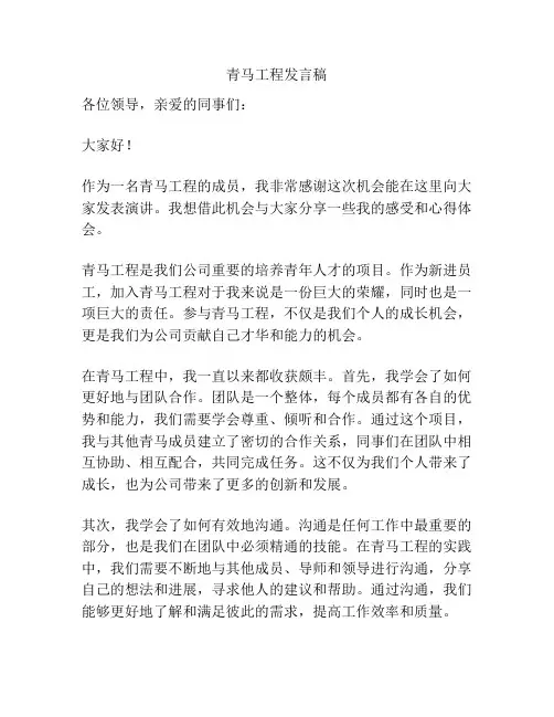 青马工程发言稿