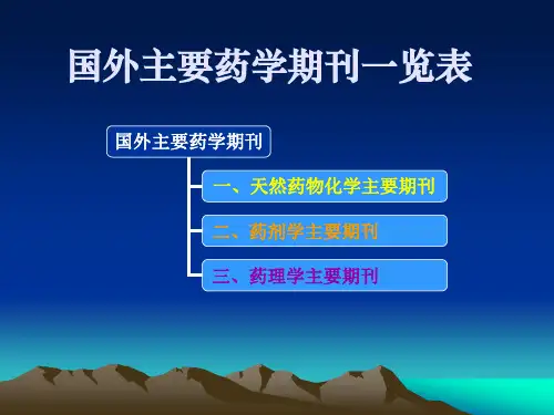 国外主要药学期刊一览表