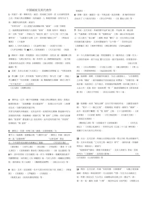 中国画家及其代表作