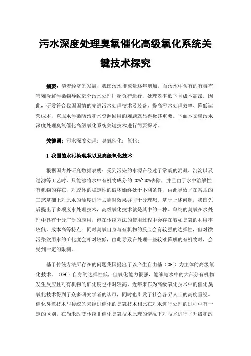 污水深度处理臭氧催化高级氧化系统关键技术探究