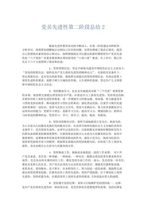 党团工会-党员先进性第二阶段总结2 精品